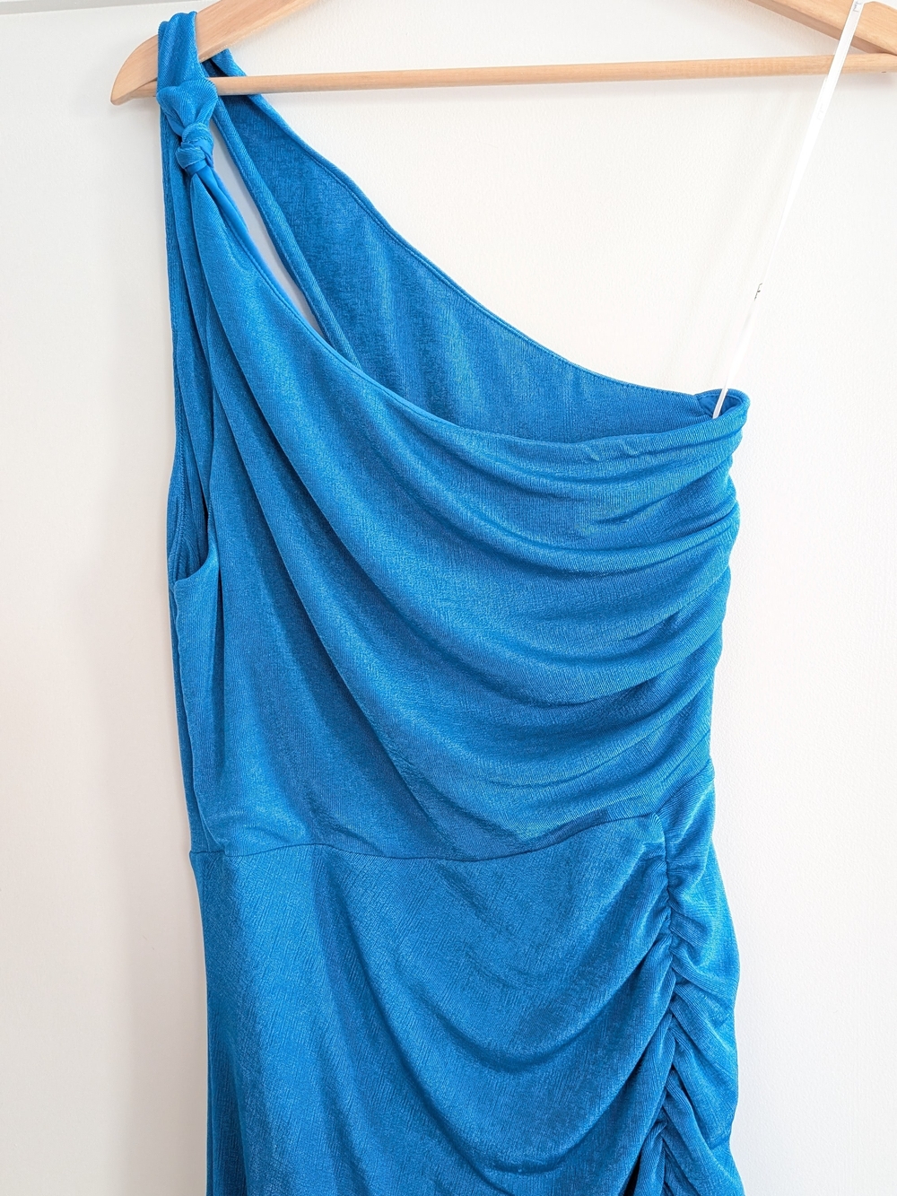 One-Shoulder Blue Draped Dress